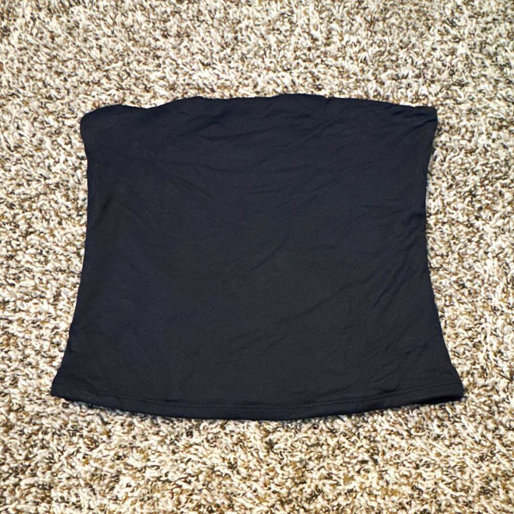 Pink Rose Women's Black Knit Strapless Bandeau Tube Top Pullover Solid Size S
